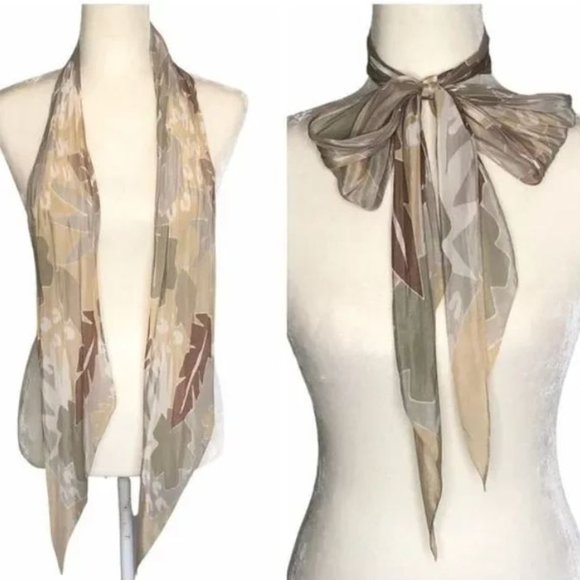 Liz Claiborne Leaf Scarf Long Rectangle Neutral - Picture 6 of 6